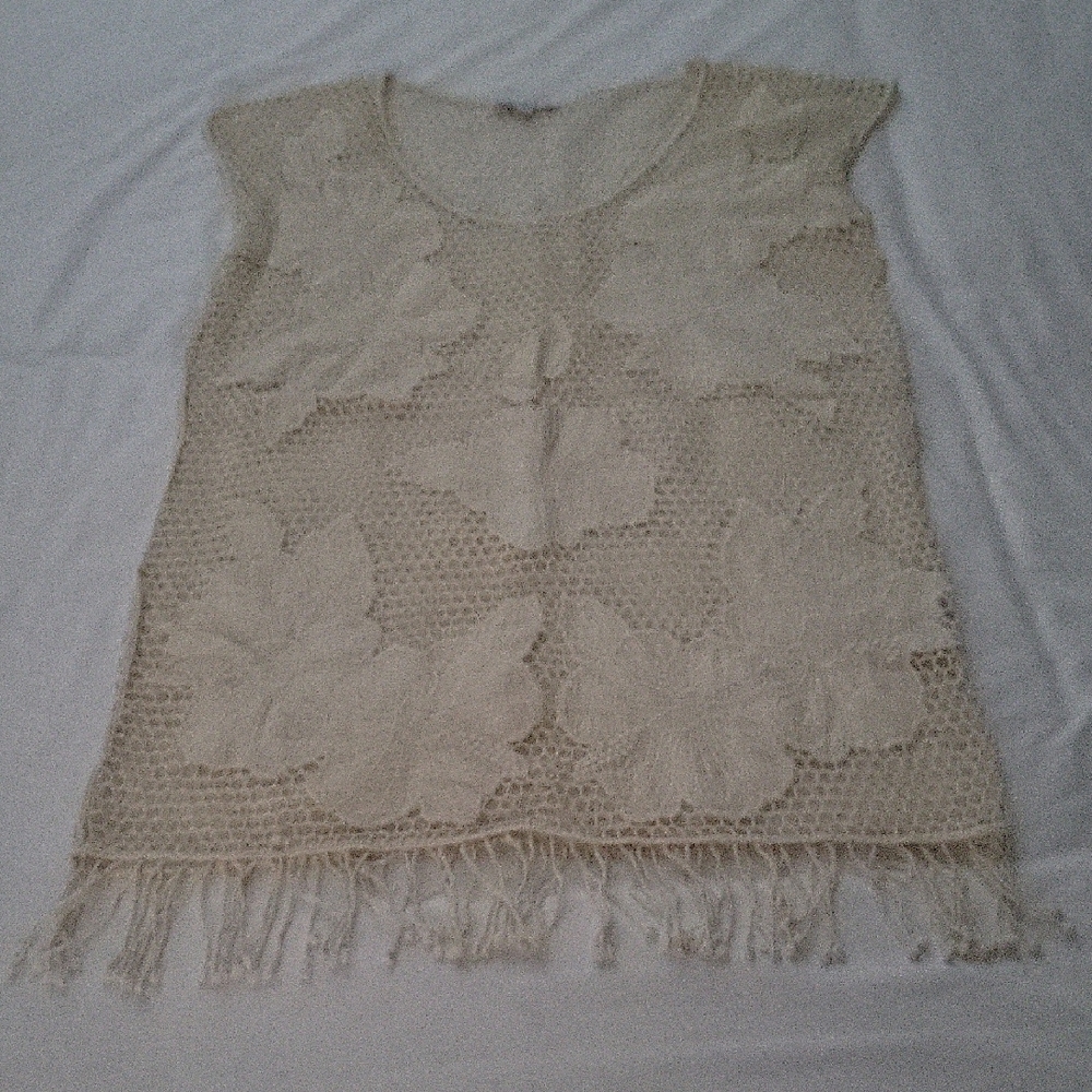 Blue Island Cotton Mesh and Applique Swim Cover Up Sz S/M